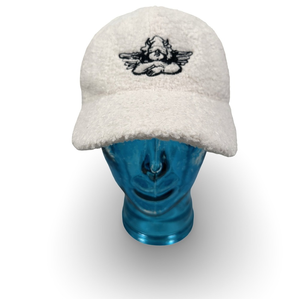 Boys Lie Cream Sherpa Baseball Cap Embroidered Cherub Logo Adjustable Hat